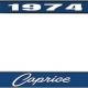 OER 1974 Caprice Style #1 Blue and Chrome License Plate Frame with White Lettering LF2277401B