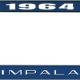 OER 1964 Impala Style #2 Blue and Chrome License Plate Frame with White Lettering *LF2246402B