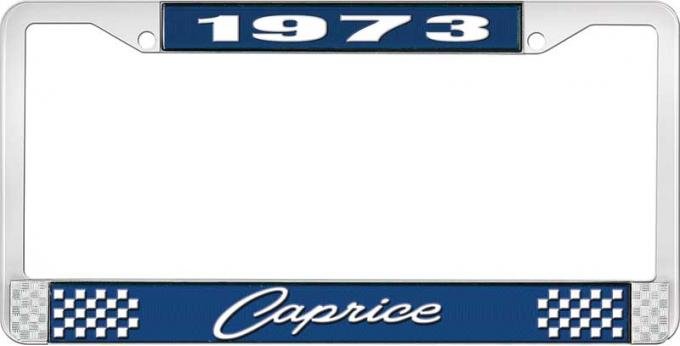 OER 1973 Caprice Style #1 Blue and Chrome License Plate Frame with White Lettering LF2277301B