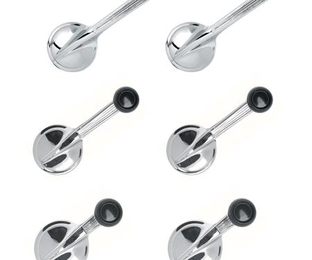1958 Delray, Yeoman, 1959-64 Biscayne, Bel Air, Brookwood, Parkwood, Kingswood, 1959-60 El Camino, Inner Door Release and Window Crank Handle Set, Chrome Handles, With Black Knobs