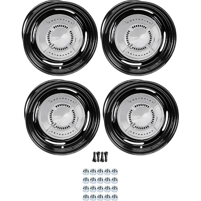 OER 1961-62 Chevrolet Factory Style 15" Steel Wheels, Dog Dish Style, 7" Wide, 4-3/4" Backspacing *881503