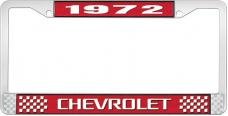 OER 1972 Chevrolet Style # 3 Red and Chrome License Plate Frame with White Lettering LF2237203C
