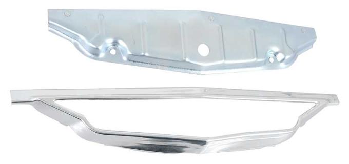 OER 1961 Impala, Bel Air, Biscayne, Grill Emblem Bezel & Backing Plate Set, 2 Piece Design 3779610