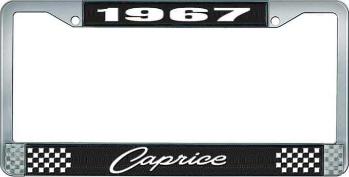 OER 1967 Caprice Style #1 Black and Chrome License Plate Frame with White Lettering LF2276701A