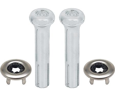 1970-72 GM, Door Lock Knob Kit, Plastic, Chrome Knobs, With Narrow Ferrules