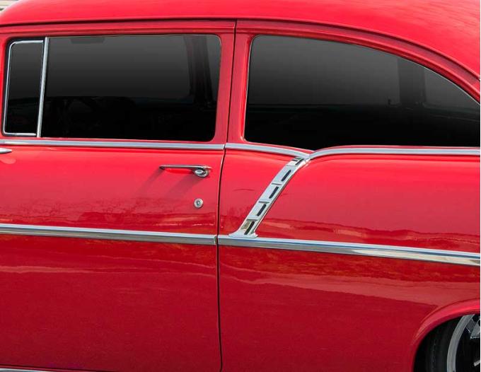 OER 1956-57 Chevrolet 150, 210, Rear Quarter Upper Paint Divider Moldings, Stainless Steel, Pair 748693