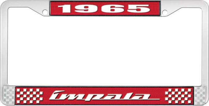OER 1965 Impala Style #4 Red and Chrome License Plate Frame with White Lettering LF2246504C