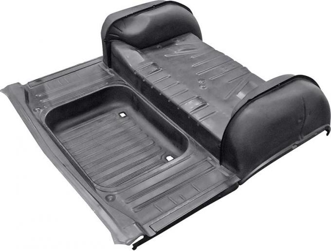 OER 1963 Impala, Bel Air, Biscayne, Trunk Floor, Wheelhouse, Seat Shelf Assembly, EDP Coated 14742A