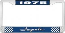 OER 1975 Impala Style #1 Blue aAnd Chrome License Plate Frame with White Lettering LF2247501B
