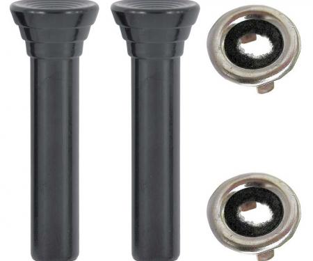 OER 1965-66 GM Full Size, Door Lock Knob Kit, Plastic, Black Knobs, With Clear Ferrules *R2584