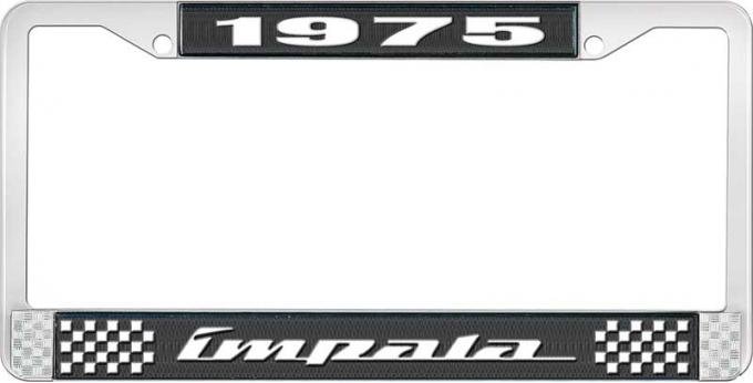 OER 1975 Impala Style #4 Black and Chrome License Plate Frame with White Lettering LF2247504A