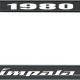 OER 1980 Impala Style #4 Black and Chrome License Plate Frame with White Lettering LF2248004A