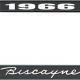 OER 1966 Biscayne Style #1 Black and Chrome License Plate Frame with White Lettering *LF2266601A