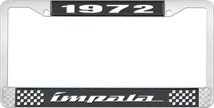 OER 1972 Impala Style #4 Black and Chrome License Plate Frame with White Lettering LF2247204A