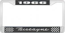 OER 1966 Biscayne Style #1 Black and Chrome License Plate Frame with White Lettering LF2266601A