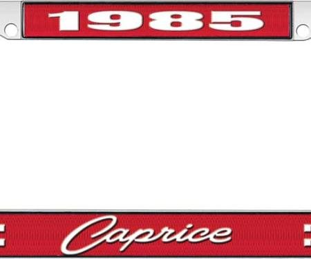 OER 1985 Caprice Style #1 Red and Chrome License Plate Frame with White Lettering LF2278501C