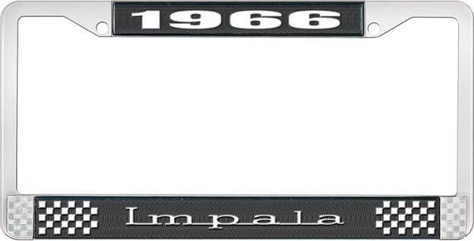 OER 1966 Impala Style #3 Black and Chrome License Plate Frame with White Lettering LF2246603A