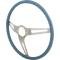 1969-72 GM, Comfort Grip Cushioned Steering Wheel, 3-Spoke, Silver Spokes, Blue Grip
