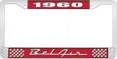 OER 1960 Bel Air Red and Chrome License Plate Frame with White Lettering LF2256001C