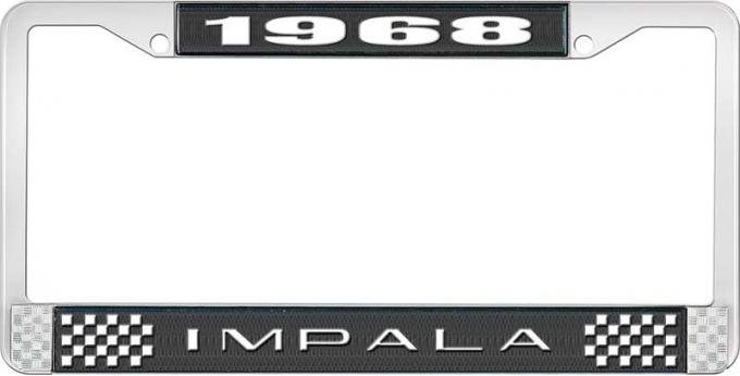 OER 1968 Impala Style #2 Black and Chrome License Plate Frame with White Lettering LF2246802A