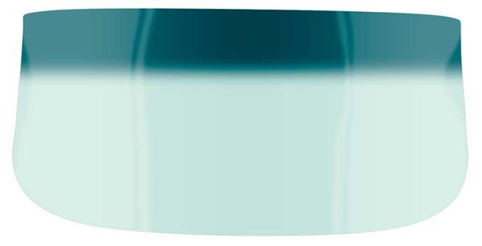 OER 1963-64 Buick, Chevy, Pontiac, Oldsmobile, Full Size, Front Windshield, Glass, 2 & 4 Door Sedan, Station Wagon, Light Green Tint, with Upper Blue/Green Shaded Band FW631T