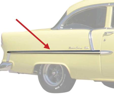 OER 1955 Chevrolet Bel Air, Quarter Panel Molding, 2 Door, Stainless Steel, RH Passenger Side TF400089