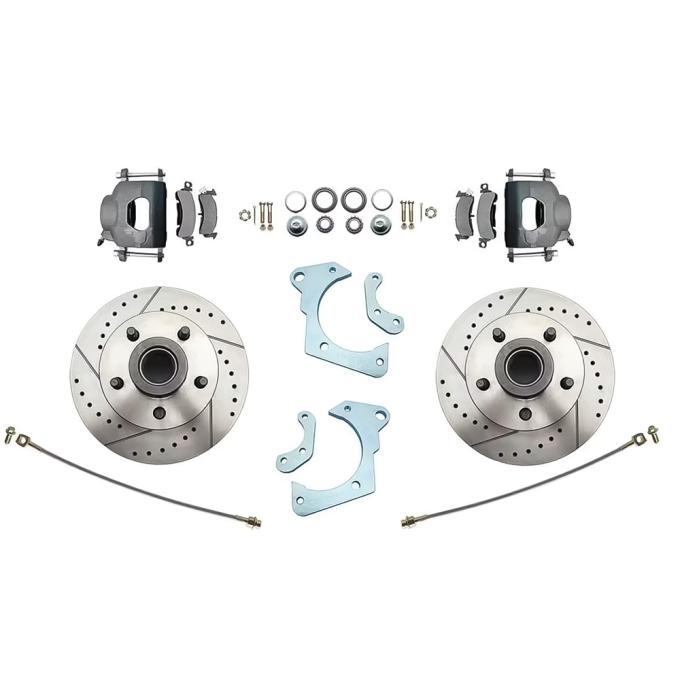 OER 1965-68 Impala, Full Size, Front Disc Brake Conversion Set, For Stock Spindles, With Drilled/Slotted 11" Rotors BK2014B