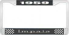 OER 1959 Impala Style #3 Black and Chrome License Plate Frame with White Lettering LF2245903A