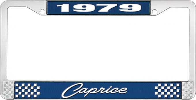 OER 1979 Caprice Style #1 Black and Chrome License Plate Frame with White Lettering LF2277901B