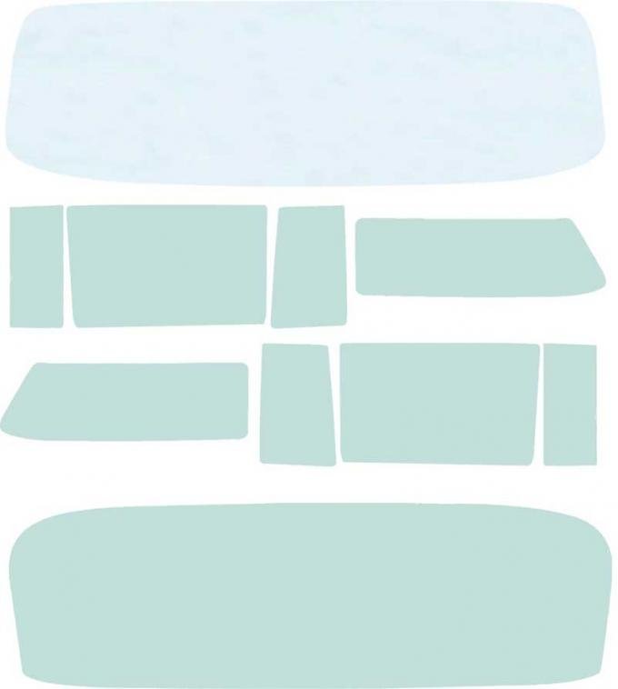 OER 1955-56 Chevrolet 2 Door Wagon 10 Piece Clear/Green Tint Glass Set TF42024C