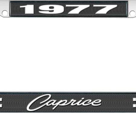 OER 1977 Caprice Style #1 Black and Chrome License Plate Frame with White Lettering LF2277701A