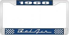 OER 1968 Bel Air Blue and Chrome License Plate Frame with White Lettering LF2256801B