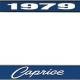 OER 1979 Caprice Style #1 Blue and Chrome License Plate Frame with White Lettering *LF2277901B