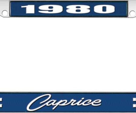 OER 1980 Caprice Style #1 Blue and Chrome License Plate Frame with White Lettering LF2278001B
