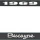 OER 1969 Biscayne Style #2 Black and Chrome License Plate Frame with White Lettering LF2266902A