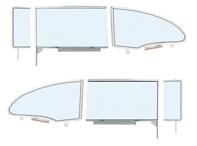 OER 1955-57 Chevrolet 2-Door Hardtop 6 Piece Clear Side Glass Assembly Set TF42236A