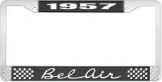 OER 1957 Bel Air Black and Chrome License Plate Frame with White Lettering LF2255702A