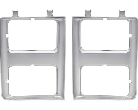 OER 1985-88 Chevy, GMC Pickup, Blazer, Jimmy, Suburban, Headlamp Bezel, with Dual Headlamps, with Chrome Grill, Silver, RH & LH, Pair *T71151