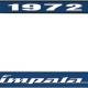 OER 1972 Impala Style #4 Blue and Chrome License Plate Frame with White Lettering LF2247204B