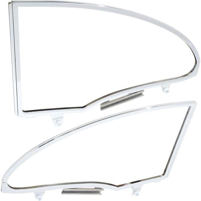 OER 1955-57 Bel Air, Catalina, Chromed Rear Quarter Window Frame Assembly Set, 2 Door Hardtop, LH & RH, TF400771