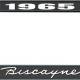 OER 1965 Biscayne Style #2 Black and Chrome License Plate Frame with White Lettering LF2266501A