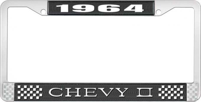 OER 1964 Chevy II Black and Chrome License Plate Frame with White Lettering LF3556401A