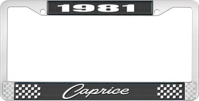 OER 1981 Caprice Style #1 Black and Chrome License Plate Frame with White Lettering LF2278101A