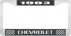 OER 1983 Chevrolet Style # 3 Black and Chrome License Plate Frame with White Lettering LF2238303A