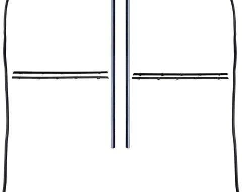 OER 1967-72 Chevrolet, GMC Pickup Truck, Door Glass Run and Windowfelt Set, With Black Bead Felts, 8 Piece Set CR1061