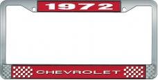 OER 1972 Chevrolet Style # 1 Red and Chrome License Plate Frame with White Lettering LF2237201C