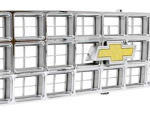 OER 1980 Chevy Pickup, Blazer, Suburban, Grill Assembly, w/Bow Tie Emblem, Argent Gray/Chrome 14007551