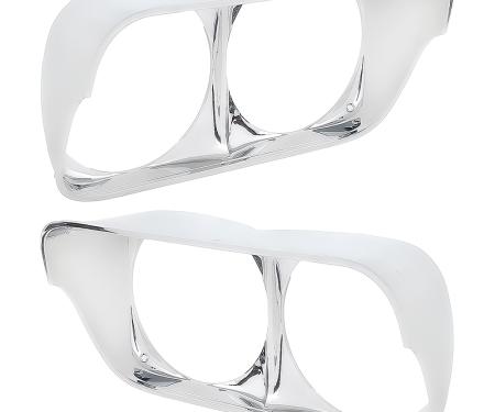 1968 Impala, Caprice, Bel Air, Biscayne, Headlamp Bezel Set, Chrome Die-Cast, Pair