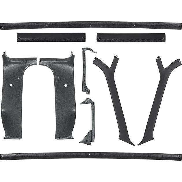 OER 10-Piece Interior Headliner Molding Kit – For 1981-1986 Chevy & GMC Trucks (Black, ABS Plastic)