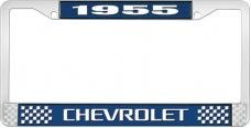 OER 1955 Chevrolet Style #3 Blue and Chrome License Plate Frame with White Lettering LF2235503B